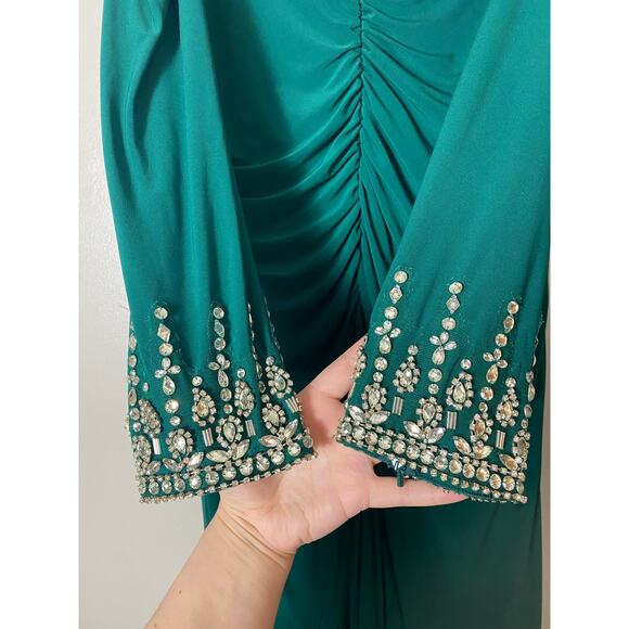 MAC DUGGAL DRESS GOWN 16 GREEN MOTHER OF BRIDE BRIDESMAID HOLIDAYS FORMAL - Picture 8 of 16